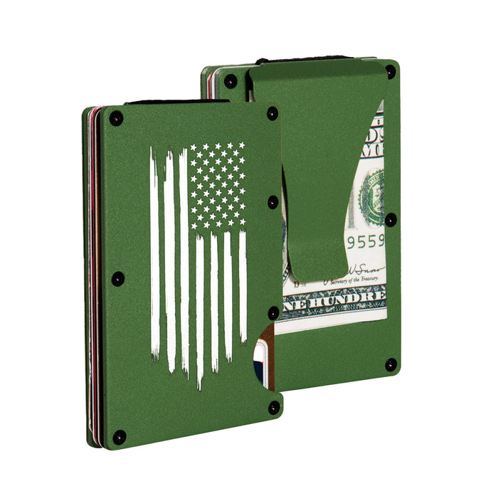 OD Green American Flag RFID Blocking Metal Wallet