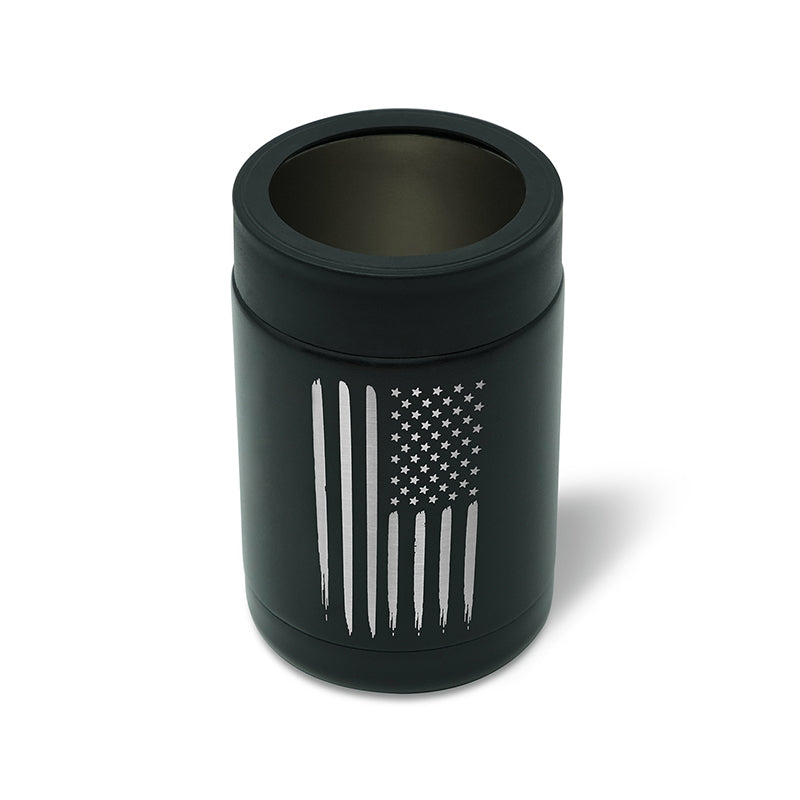 American Flag Can Cooler - Stainless Steel Torn Flag Beer Cooler