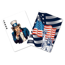 US Flag Patriotic Playing Cards and Dice Set, Wooden Box American Flag Card Set and Dice