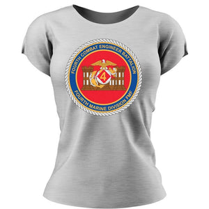 4th CEB USMC Unit ladie's T-Shirt, 4th CEB logo, USMC gift ideas for women, Marine Corp gifts for women