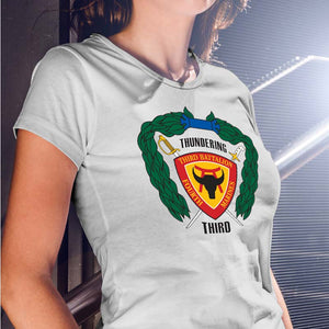 Third Battalion Fourth Marines USMC Unit ladie's T-Shirt,  3/4 USMC Unit logo, USMC gift ideas for women, Marine Corp gifts for women 3rd Battalion 4th Marines