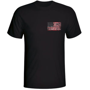 grunge style American Flag USA Black T-Shirt
