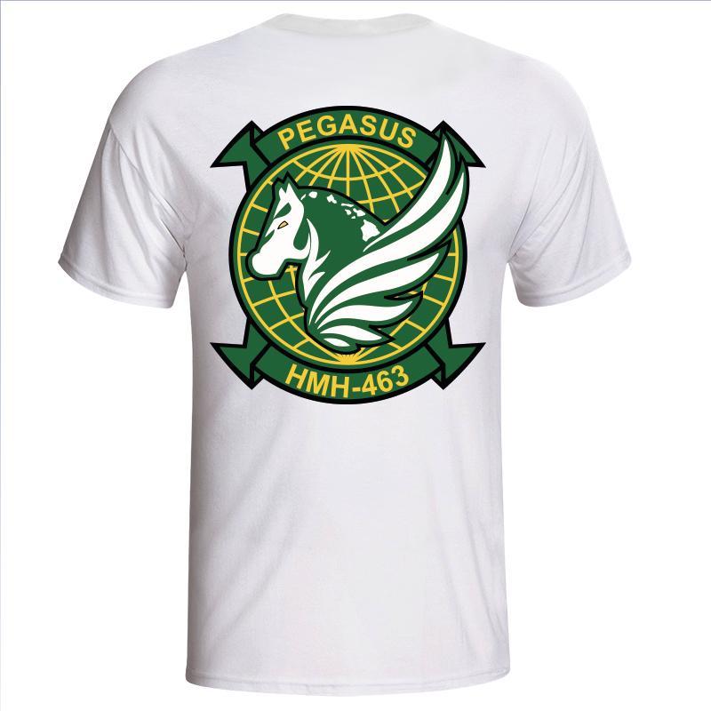 Pegasus HMH-463 White T-Shirt, HMH-463 USMC Unit T-Shirt, HMH-463 logo, USMC gift ideas for men, Marine Corp gifts men or women