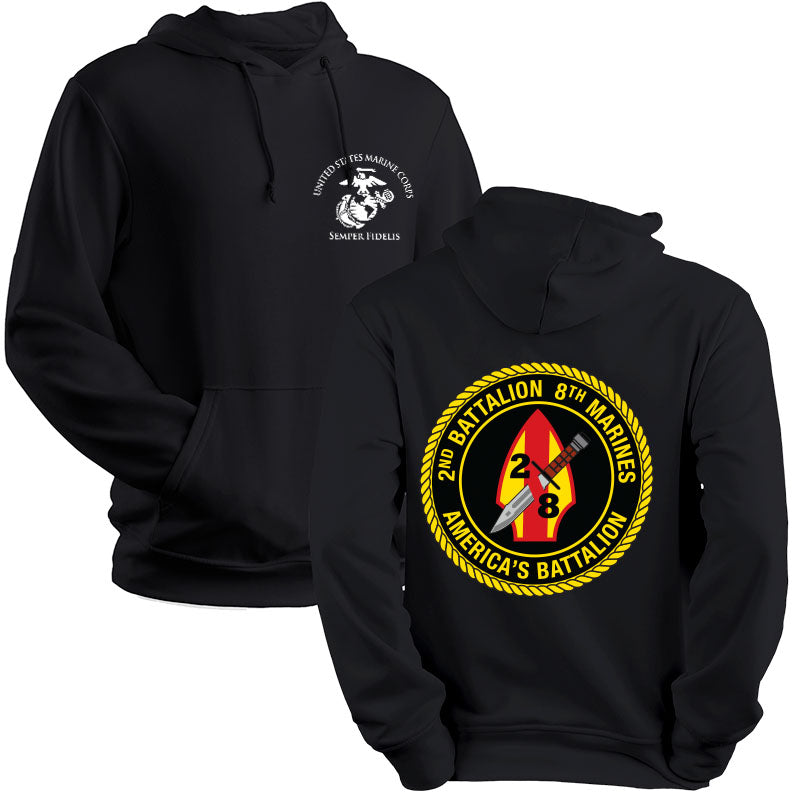 2nd BN 8th Marines Unit Hoodie-USMC Unit Hoodie USMC Gifts M / Black