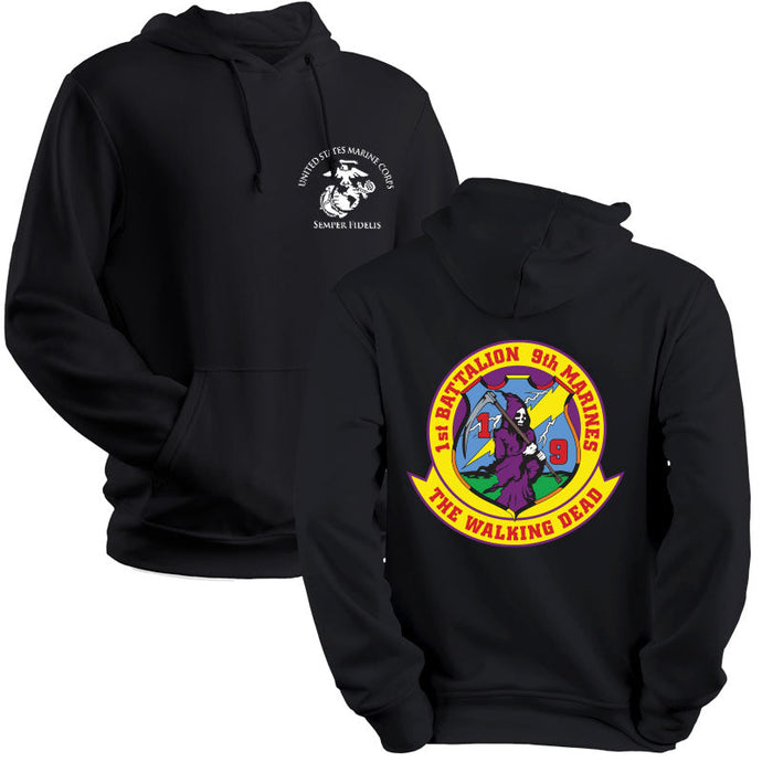 1/9 unit sweatshirt, 1/9 unit hoodie, 1st Bn 9th Marines unit sweatshirt, 1st battalion 9th Marines unit hoodie, USMC unit gear