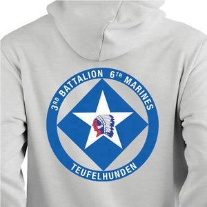 3rd Bn 6th Marines USMC Unit hoodie, 3d Bn 6th Marines logo sweatshirt, USMC gift ideas for men, Marine Corp gifts men or women 3rd Bn 6th Marines gray