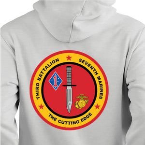 3rd Bn 7th Marines USMC Unit hoodie, 3d Bn 7th Marines logo sweatshirt, USMC gift ideas for men, Marine Corp gifts men or women 3rd Bn 7th Marines gray