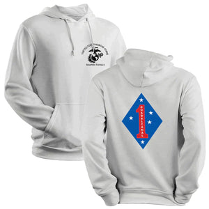 1st Marine Division Unit Logo Heather Grey Sweatshirt, 1st Marine Division Unit Logo Heather Grey Hoodie