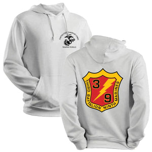 3rd Bn 9th Marines USMC Unit hoodie, 3rdBn 9th Marines logo sweatshirt, USMC gift ideas, Marine Corp gifts women or men, USMC unit logo gear, USMC unit logo sweatshirts grey