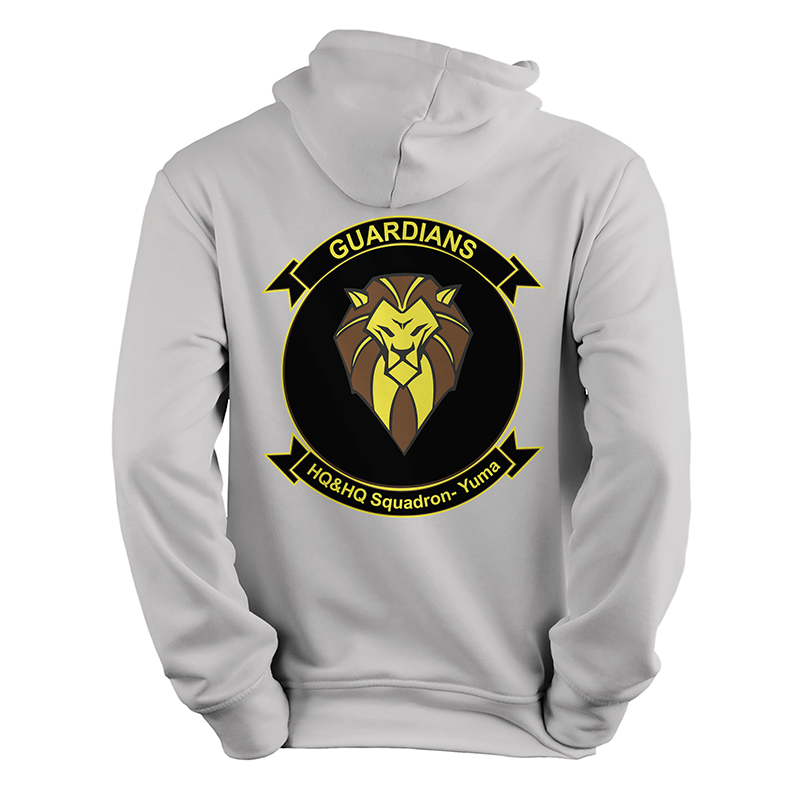 Headquarters & Headquarters Support Squadron Yuma Marines Unit Logo Black Sweatshirt, HQ &HQS Yuma Marines Unit Logo Grey Hoodie