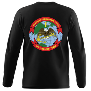 I Marine Expeditionary Force (IMEF) Long Sleeve T-Shirt, IMEF unit t-shirt, USMC IMEF, IMEF USMC Long Sleeve T-Shirt, IMEF USMC Unit Logo Long Sleeve Black T-Shirt