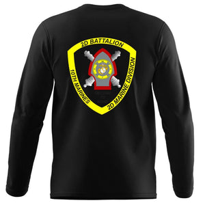 2nd Bn 10th Marines USMC long sleeve Unit T-Shirt, 2nd Bn 10th Marines logo, USMC gift ideas for men, Marine Corp gifts men or women 2nd Bn 10th Marines, 2d Bn 10th Marines Black Long Sleeve T-Shirt