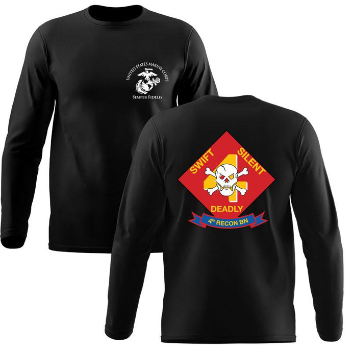 4th Force Reconnaissance Battalion Unit Black Long Sleeve T-Shirt