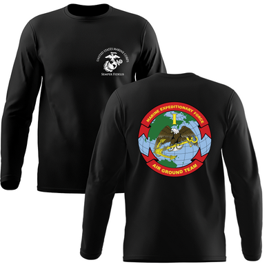 I Marine Expeditionary Force (IMEF) Long Sleeve T-Shirt, IMEF unit t-shirt, USMC IMEF, IMEF USMC Long Sleeve T-Shirt, IMEF USMC Unit Logo Long Sleeve Black T-Shirt