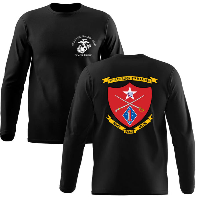 1st Bn, 5th Marines Unit Long Sleeve t-shirt - USMC Unit Gear (1st Bn, 5th Marines) USMC Gifts