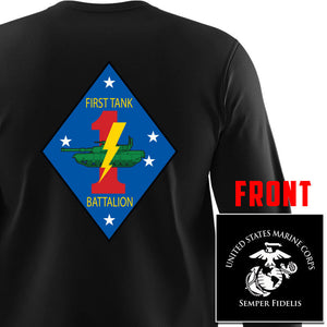 1st Tank Battalion Unit Logo Black Long Sleeve T-Shirt