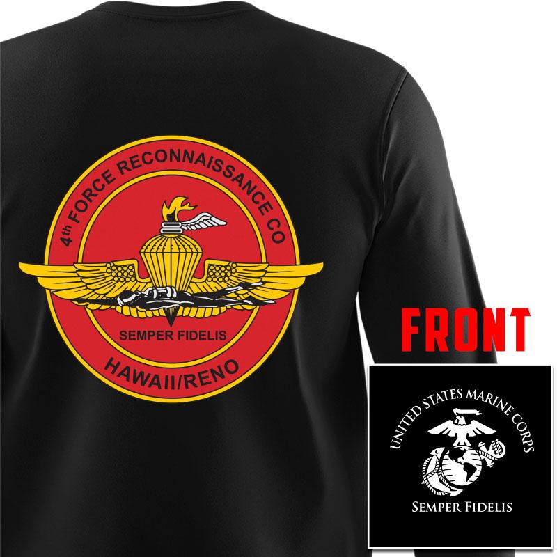 4th Force Reconnaissance Company  Unit Logo Black Long Sleeve T-Shirt