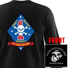 1st Recon Bn USMC long sleeve Unit T-Shirt, 1st Recon Bn logo, USMC gift ideas for men, Marine Corp gifts men or women 1st Recon Bn 1st Reconnaissance Bn 