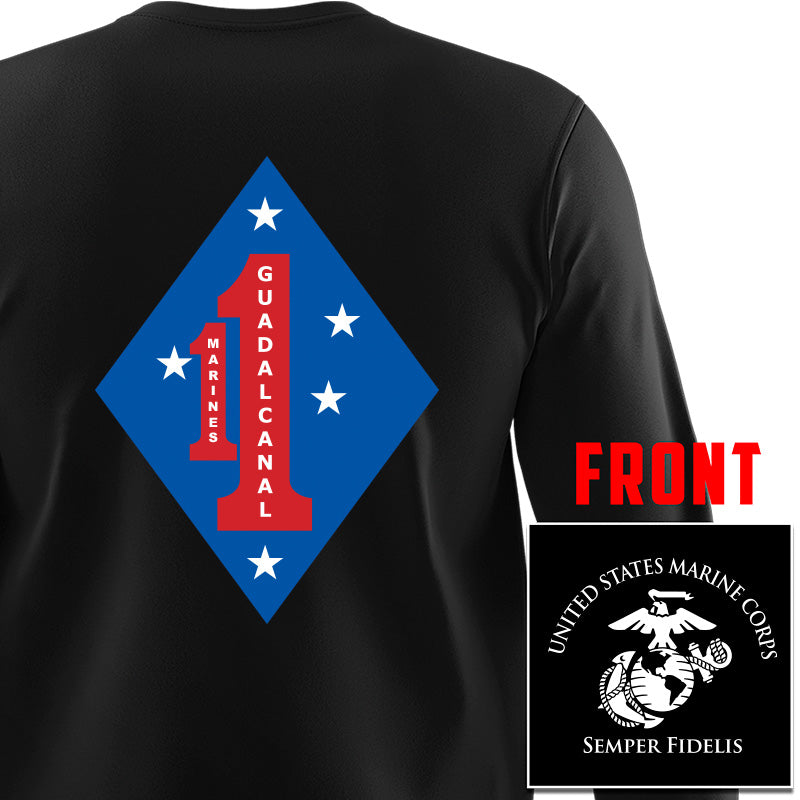 1st Marine Regiment Unit Long Sleeve T-Shirt, 1st Marine Regiment unit t-shirt, USMC 1st Marine Regiment, 1st Marine Regiment t-shirt, 1st Marine Regiment Unit Long Sleeve Black T-Shirt