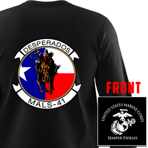Marine Aviation Logistics Squadron 41 (MALS-41) USMC long sleeve Unit T-Shirt, MALS-41 logo, USMC gift ideas for men, Marine Corp gifts men or women MALS-41a