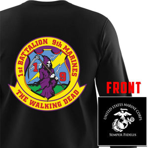 1st Battalion 9th Marines Long Sleeve T-Shirt, 1/9 Long Sleeve T-Shirt, USMC 1/9 Long Sleeve T-Shirt