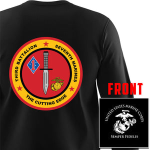 3rd Bn 7th Marines Marines Long Sleeve T-Shirt, 3/7 unit t-shirt, 3rd Battalion 7th Marines