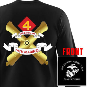 3rd Bn 14th Marines Marines Long Sleeve T-Shirt, 3/14 unit t-shirt, 3rd battalion 14th Marines, 3rd Bn 14th Marines