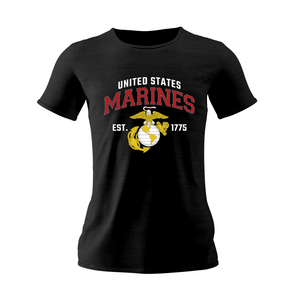 Female US Marines EST 1775 Black Slim Fit T-Shirt