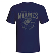 Marines First In Last Out Navy Blue T-Shirt