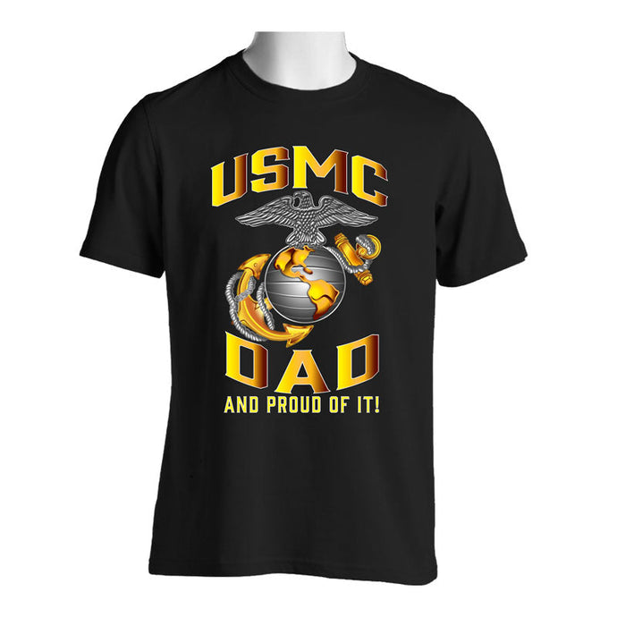 Proud USMC Dad Black T-Shirt