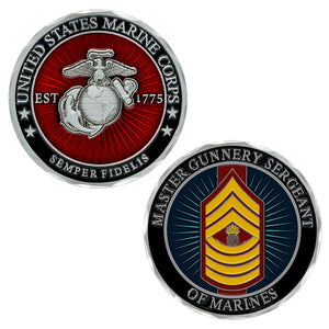 Master Gunnery Sergeant Of Marines, USMC MGySgt Coin, USMC MGySgt Rank Coin