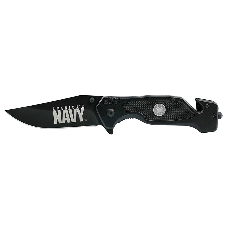 Black Stainless Steel USN Tactical Rescue Knife