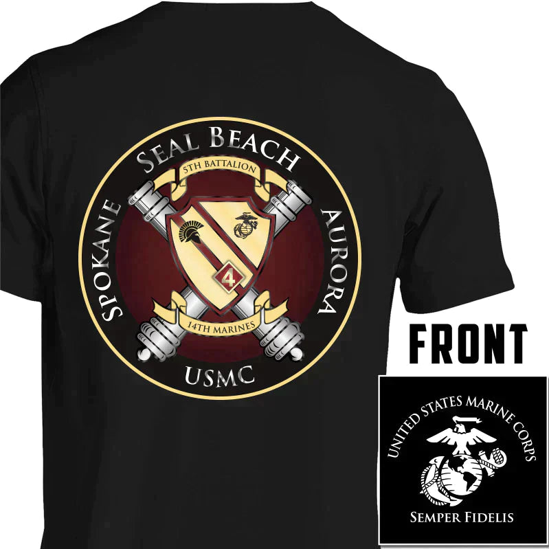 5th Bn 14th Marines USMC Unit Long Sleeve T-Shirt, 5th Bn 14th Marines, USMC unit gear, 5th Bn 14th Marines logo, 5th Battalion 14th Marines logo, USMC gift ideas for men, Marine Corp gifts men or women 