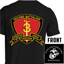 2dBn 3d Marines USMC Unit T-Shirt, 2ndBn 3rd Marines logo, USMC gift ideas for men, Marine Corp gifts men or women 2nd Bn 3rd Marines, Second Battalion Third Marines