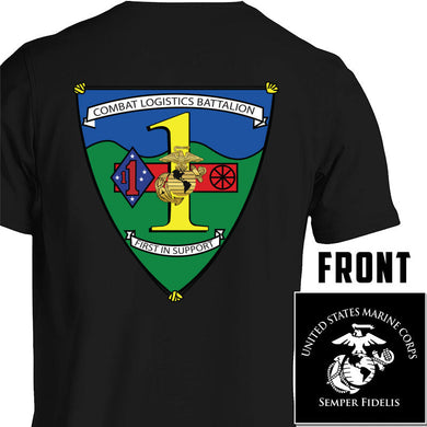 Combat Logistics Battalion USMC Unit T-Shirt,  CLB-1 logo, USMC gift ideas for men, Marine Corp gifts men or women 