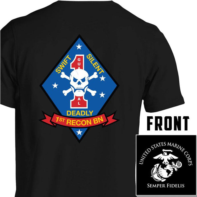 1st Recon Bn Unit T-Shirt, 1st Reconnaissance Battalion unit t-shirt, usmc custom unit gear, usmc unit t-shirt 