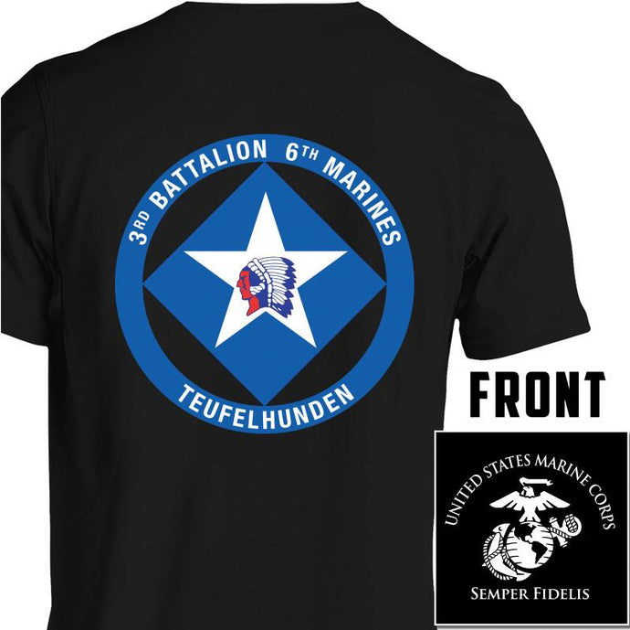 3rd Battalion 6th Marines unit t-shirt, 3/6 unit t-shirt, USMC Unit T-Shirt, USMC Custom unit gear, 3d Bn 6th Marines