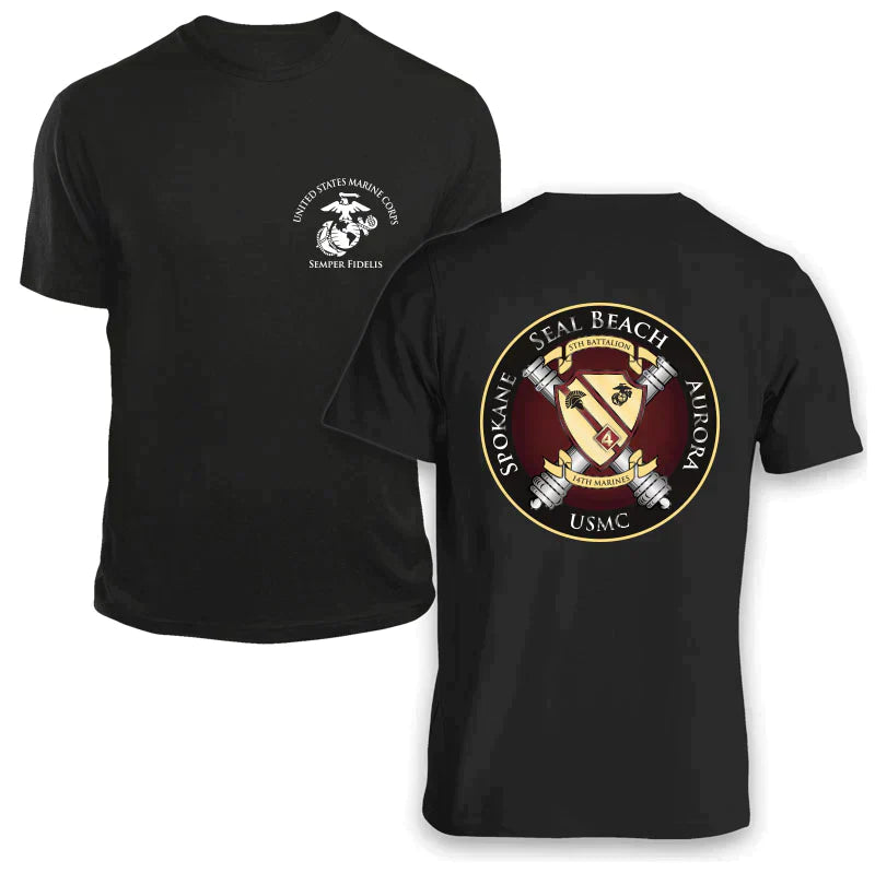 5th Bn 14th Marines USMC Unit Long Sleeve T-Shirt, 5th Bn 14th Marines, USMC unit gear, 5th Bn 14th Marines logo, 5th Battalion 14th Marines logo, USMC gift ideas for men, Marine Corp gifts