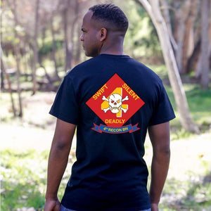 4th Reconnaissance Battalion Marines Unit Logo Black Short Sleeve T-Shirt