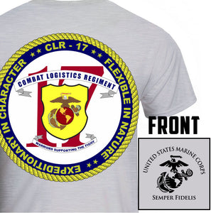 Combat Logistics Regiment-17 (CLR-17) Unit Logo Heather Grey Short Sleeve T-Shirt