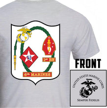 1st Bn 6th Marines USMC Unit T-Shirt, 1st Bn 6th Marines logo, USMC gift ideas for men, Marine Corp gifts men or women gray