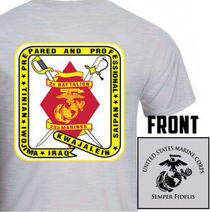 2d Battalion 23rd Marines Unit Logo Heather Grey Short Sleeve T-Shirt