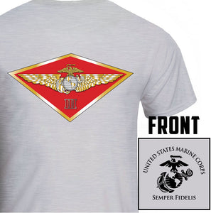 3rd MAW USMC Unit T-Shirt, 3rd MAW, USMC unit gear, 3rd MAW logo, 3rd Marine Aircraft Wing logo, USMC gift ideas for men, Marine Corp gifts men or women gray
