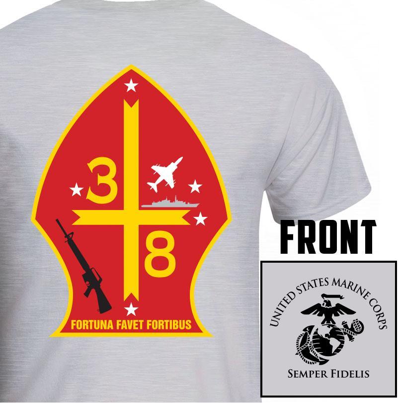 3rd Bn 8th Marines USMC Unit T-Shirt, 3rd Bn 8th Marines, USMC gift ideas for men, Marine Corp gifts men or women gray