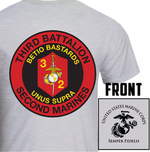 3d Bn 2d Marines USMC Unit T-Shirt, 3d Bn 2d Marines logo, USMC gift ideas for men, Marine Corp gifts men or women 3d Bn 2d Marines 3d Bn 2d Marines gray