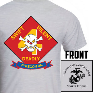 4th Reconnaissance Battalion Unit Logo Heather Grey Short Sleeve T-Shirt
