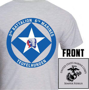 3rd Bn 6th Marines USMC Unit T-Shirt, 3rd Bn 6th Marines logo, USMC gift ideas for men, Marine Corp gifts men or women 3rd Bn 6th Marines 3d Bn 6th Marines grey