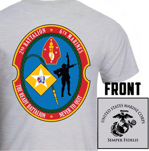 2nd Bn 6th Marines USMC Unit T-Shirt, 2nd Bn 6th Marines logo, USMC gift ideas for men, Marine Corp gifts men or women 2nd Bn 6th Marines 2d Bn 6th Marines  gray