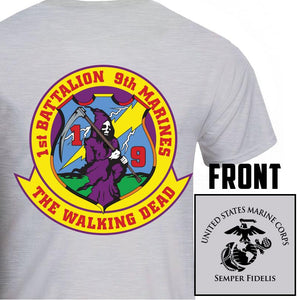 1st Bn 9th Marines USMC Unit T-Shirt, 1st Bn 9th Marines logo, USMC gift ideas for men, Marine Corp gifts men or women