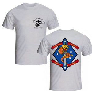 1st Battalion 4th Marines Unit Logo Heather Grey Short Sleeve T-Shirt